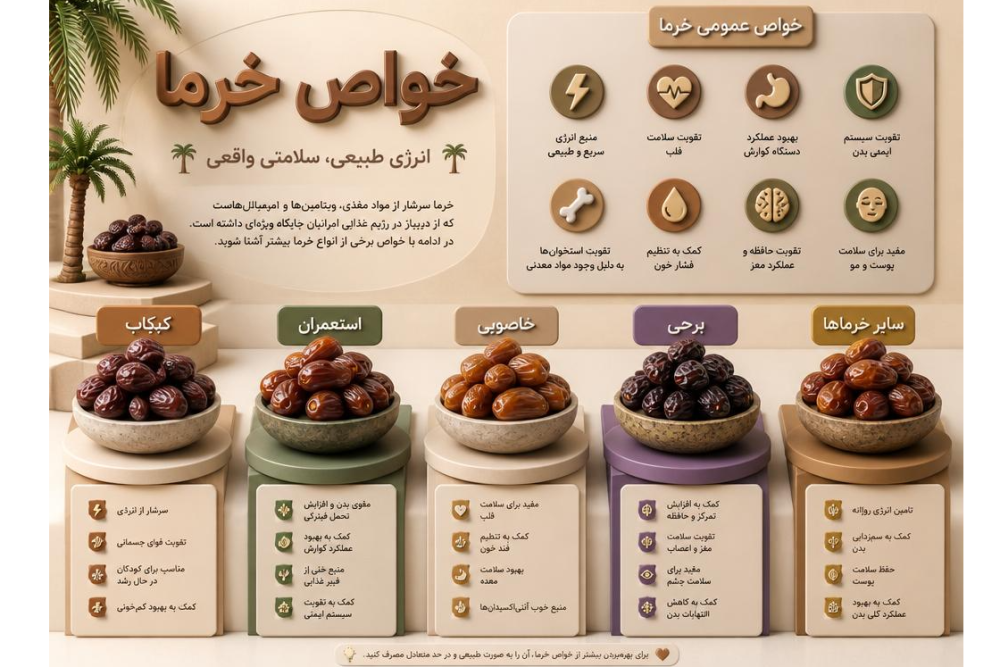 آشنایی با پرخاصیت‌ترین و محبوب‌ترین انواع خرما
