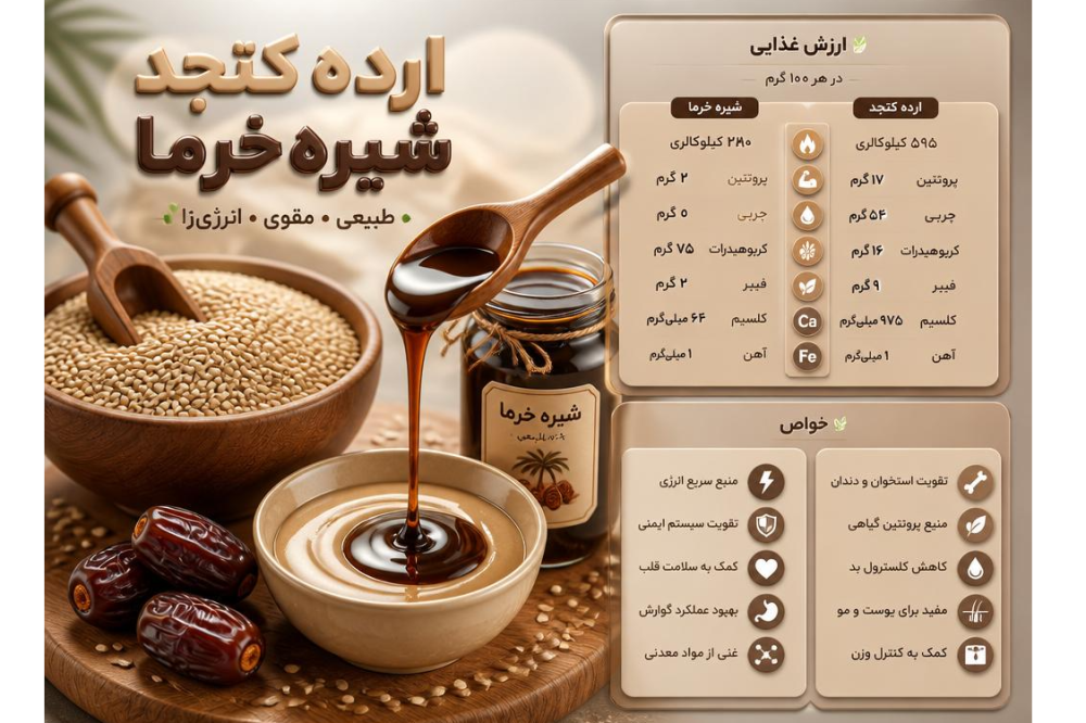 معجونی از دل طبیعت؛ شیره خرما و ارده کنجد